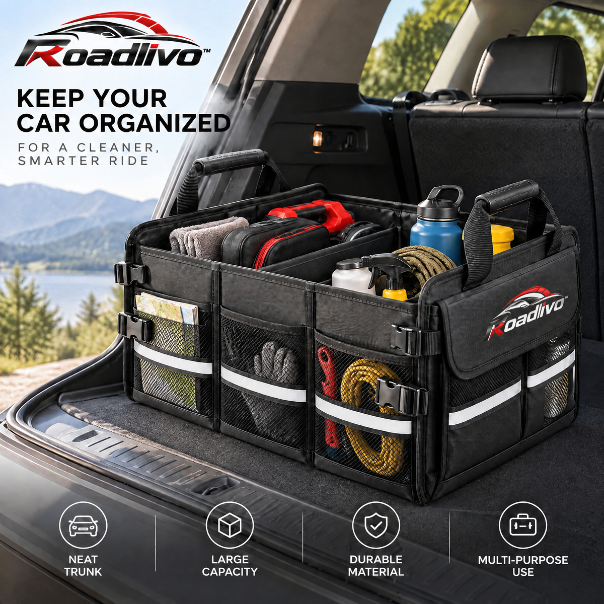 Roadlivo™ Foldable Car Trunk Organizer