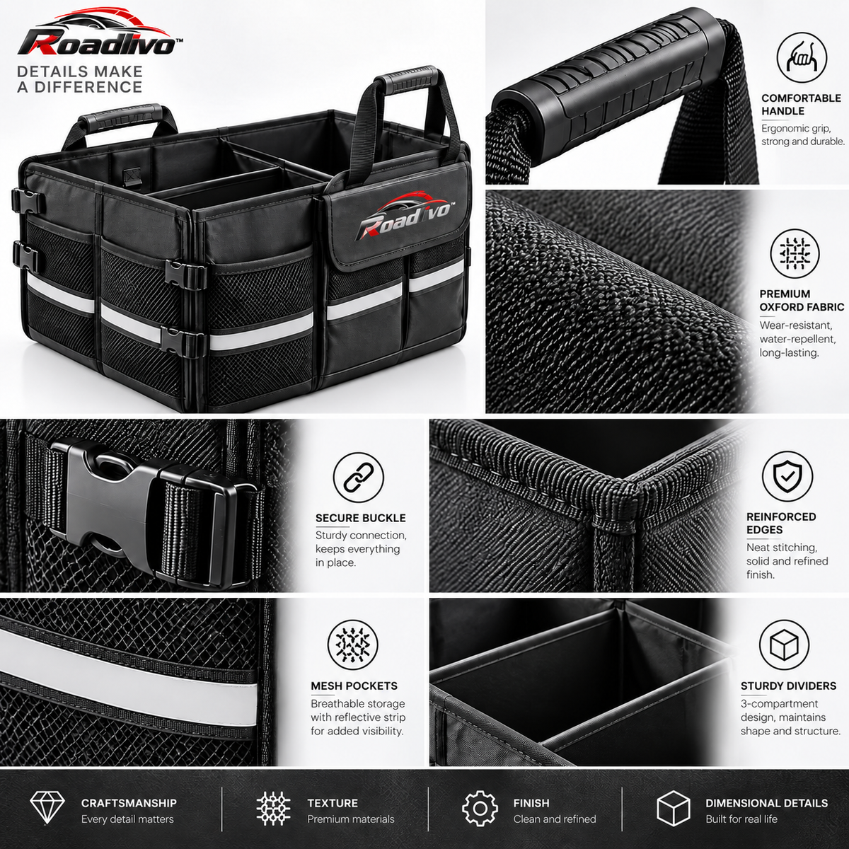 Roadlivo™ Foldable Car Trunk Organizer
