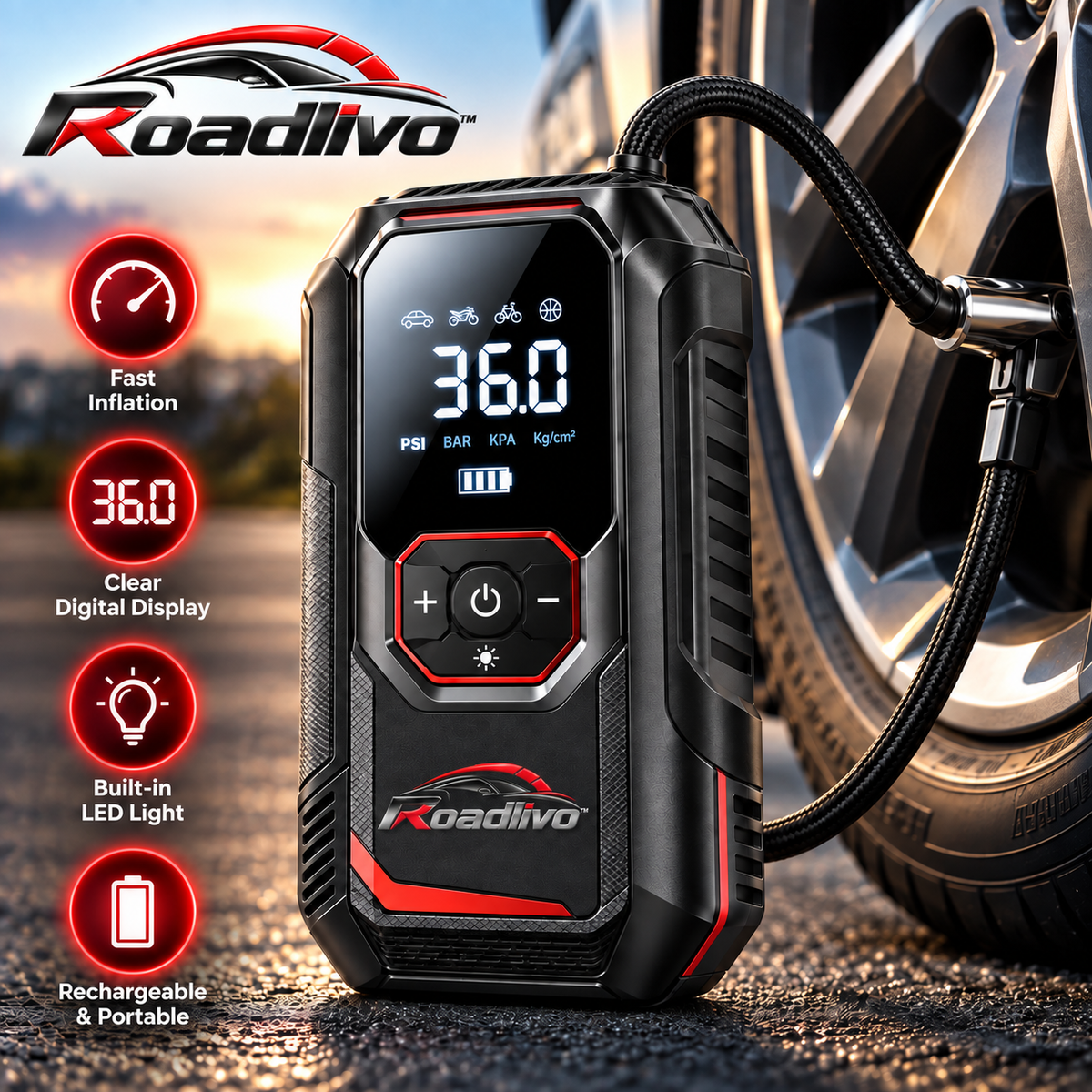 Roadlivo™ Portable Digital Tire Inflator